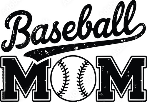 Baseball Mom Typography With Baseball Illustration