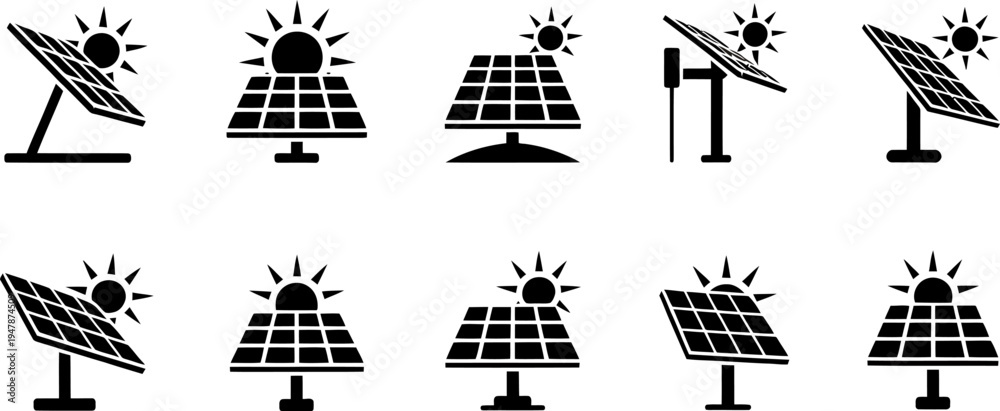 Fototapeta premium Solar Energy Panel Icon Set