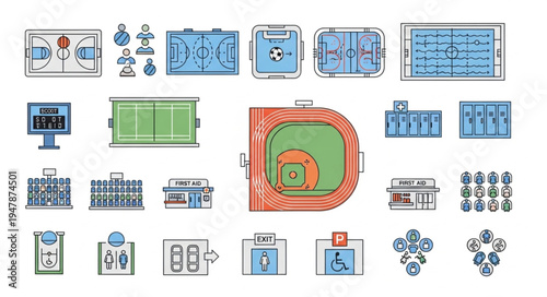 Collection of Sports Arenas and Stadiums Illustrations.
