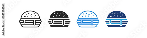 Burger Icon Set Multiple Style Vector Collection