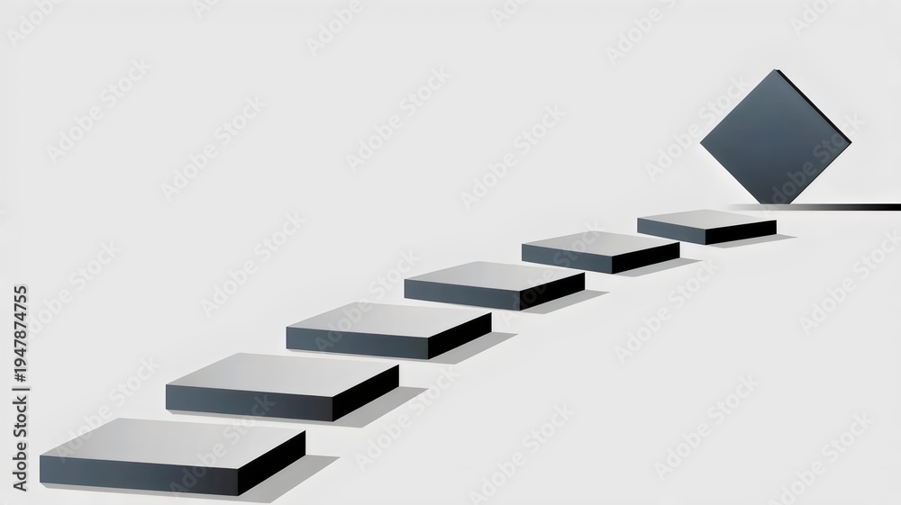 Obraz premium Gradient gray path of stones toward destination arrow – Great for forward movement, sequential steps, or corporate vision planning.