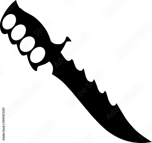 Tactical Combat Knife with Serrated Blade Silhouette