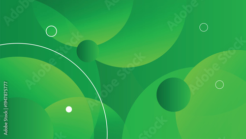 Abstract circle composition features overlapping with Green gradient in various colors. Modern abstract circle background