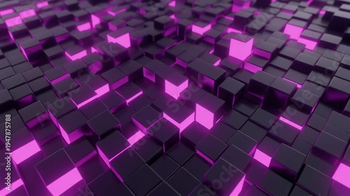 Purple 3D Blocks Background Animation.
