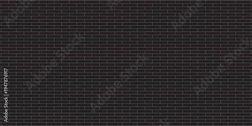 black brick wall texture, seamless cladding pattern for interior decoration, kitchen backsplash, plastic panel, building outdoor design. Abstract minimal background, vector eps 10