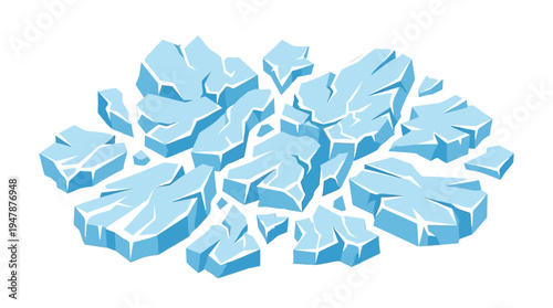 a bunch of broken ice pieces.