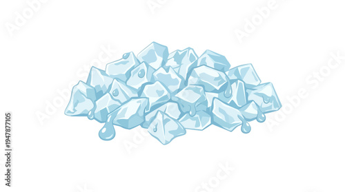 A pile of ice cubes on a white background.