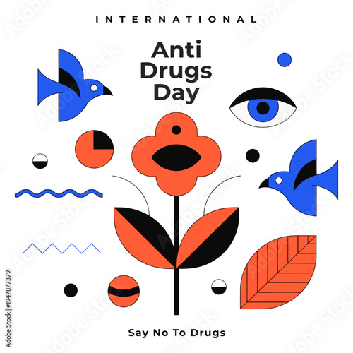    Anti Drug day vector illustration.
