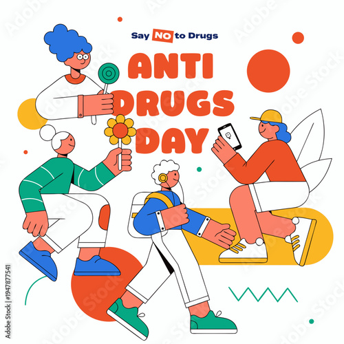  Anti Drug day vector illustration.
