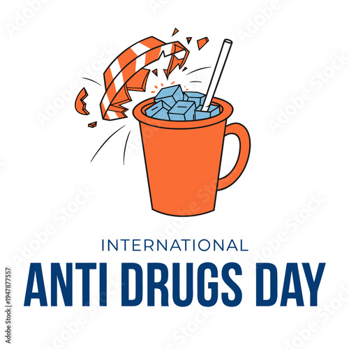  Anti Drug day vector illustration.
