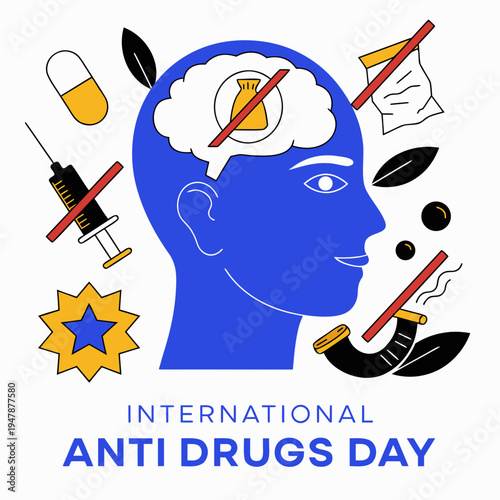  Anti Drug day vector illustration.
