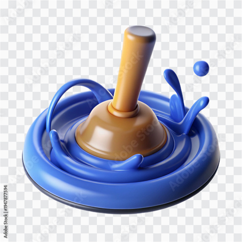 3D Rubber Plunger | Circular Splash Ripple, Cleaning Tool Icon