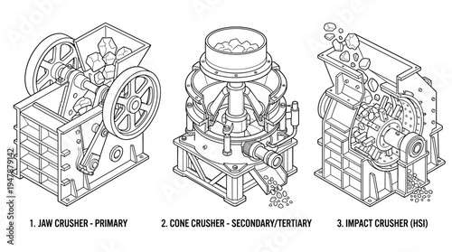 Diagram of Mining Rock Crushers Outlined