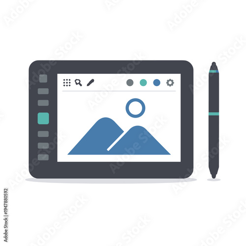 Digital drawing tablet with stylus and interface