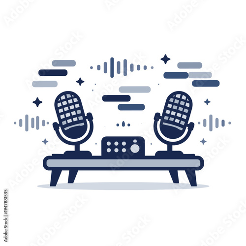 Dual microphones on a sound mixing table