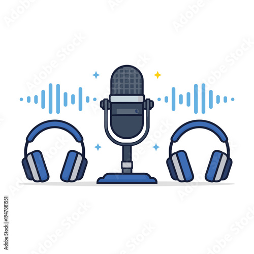 Microphone and headphones with sound waves