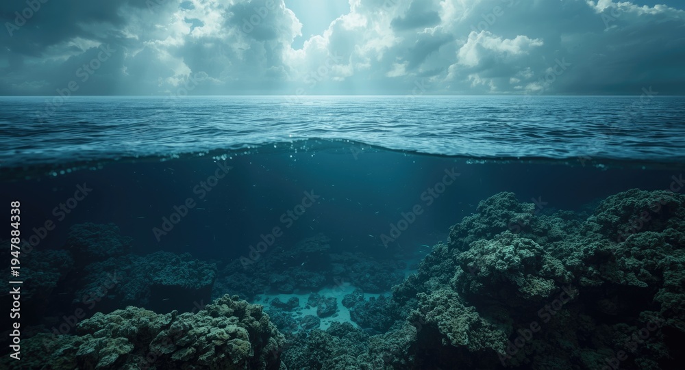 Fototapeta premium Underwater wilderness landscape including copyspace for text