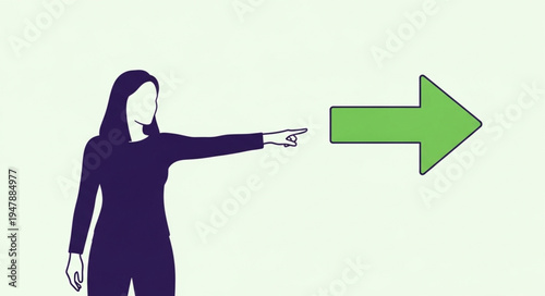 Woman Pointing to Right Direction.