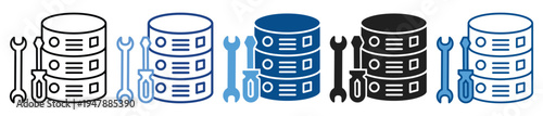 Database icon set multiple style collection