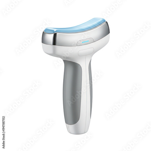 Portable medical ultrasound transducer probe device on plain white background