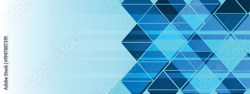 Blue glossy triangles abstract technology background with space for text. Modern background for business and presentation