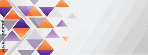 Purple and orange glossy triangles abstract technology background with space for text. Modern background for business and presentation
