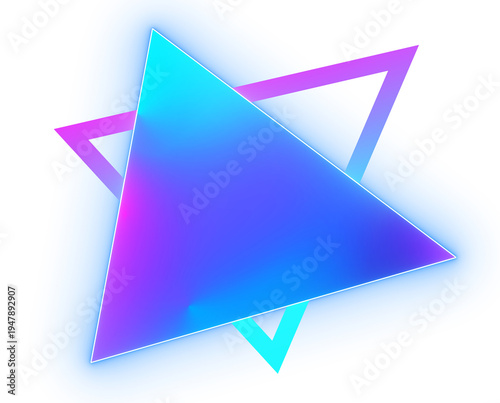 Fotografie Abstract futuristic synthwave retro neon triangle 80s-90s aesthetic style
