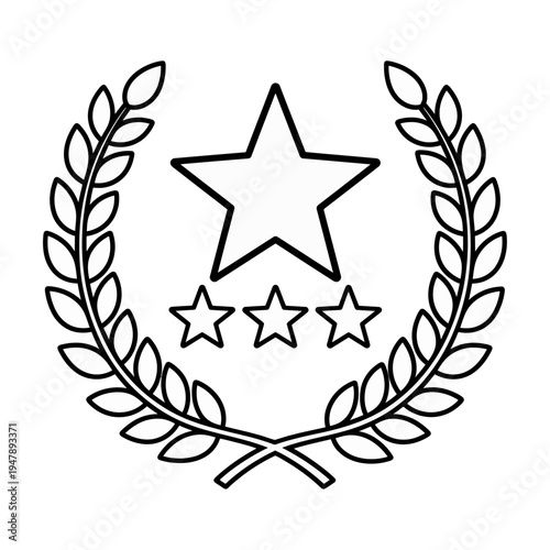 Vector of a laurel wreath enclosing a large star and three smaller stars
