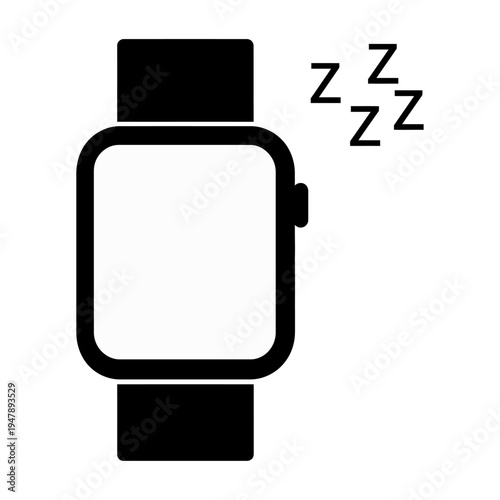 Vector of a smartwatch with a sleep mode or nighttime setting activated