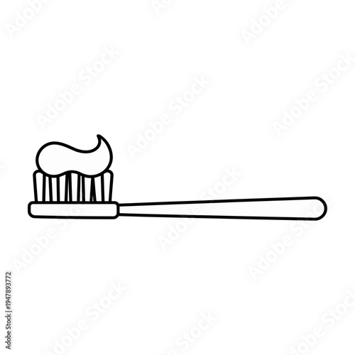Vector of a toothbrush with toothpaste applied on the bristles
