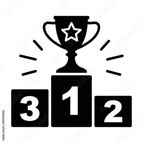 Vector of a trophy on a winners podium with numbers for ranking positions