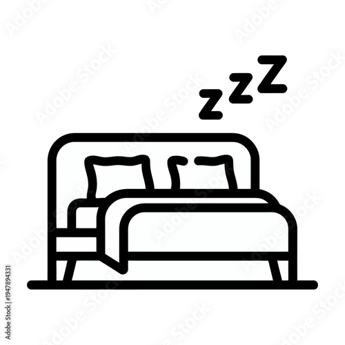 Vector of a comfortable bed with pillows and zzz signs indicating sleep