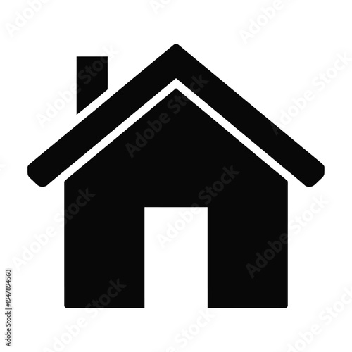 Vector of a simple house icon with a chimney and door
