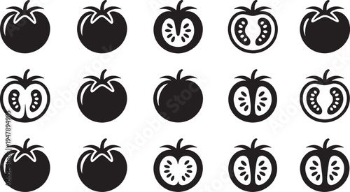 Various black tomato fruit vegetable food healthy