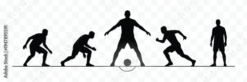 Dynamic Football Players Silhouettes Vector Set Action Poses for Sports Graphics and Team Themes