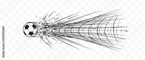 Dynamic Soccer Ball with Grunge Speed Effect Vector Art