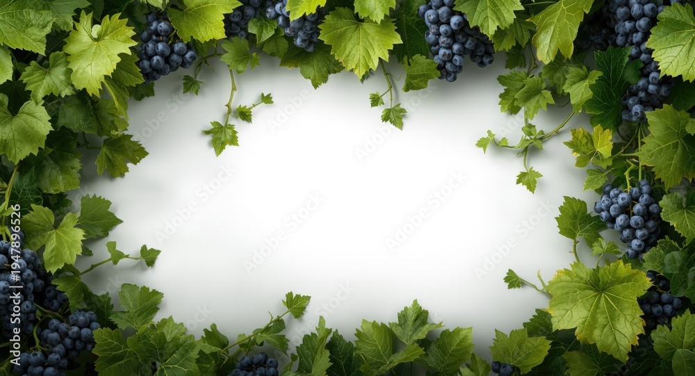 Naklejka premium Copy space framed by vineyard grape vines