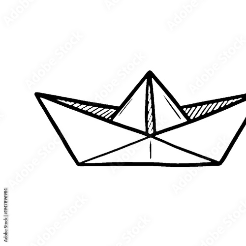 Whimsical paper boat illustration for childhood