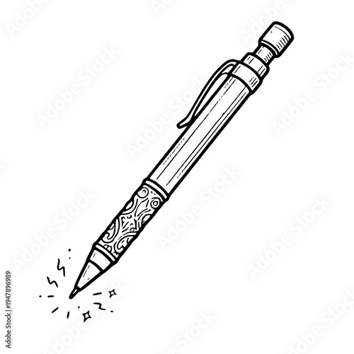 Clean elegant ballpoint pen illustration for business and stationery themes