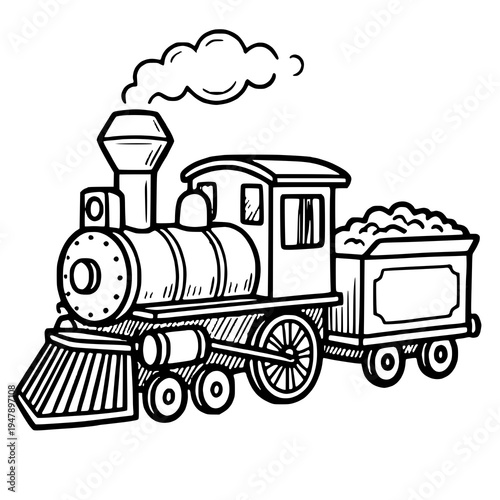 Detailed lively train illustration for transportation, travel, and railway themes