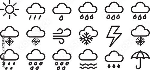 Weather forecast with rain snow sun and clouds weather forecast symbols
