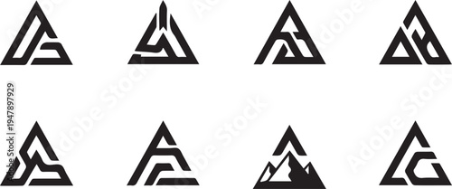Modern Abstract Geometric Triangle Logo Set