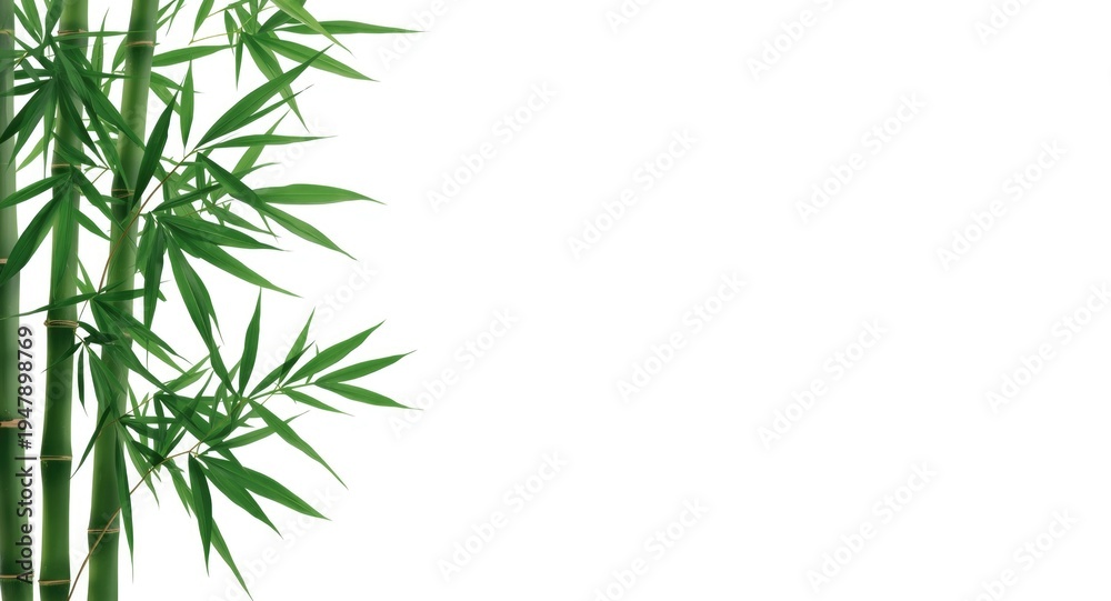 Fototapeta premium Detailed isolated bamboo leaves with a pure white background