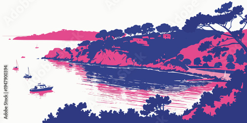 A pink and blue cloudy sky with a white background Vector