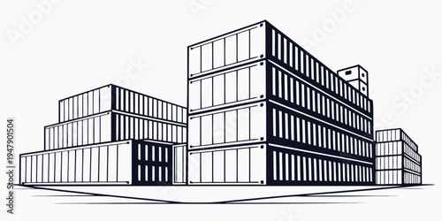A large office building with many windows Vector