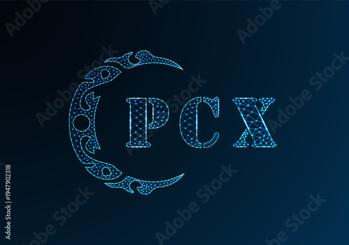 Low poly letter logo PCX design. PCX letter logo low poly vector design on blue color gradient background. PCX logo low poly design