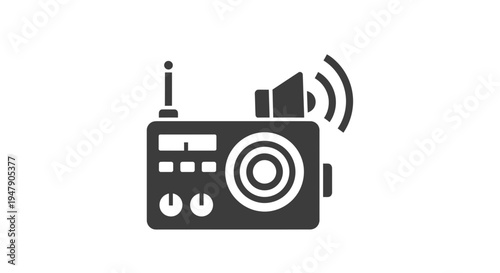 Black and white radio icon design.