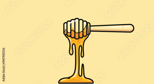 Honey dripping from a dipper.