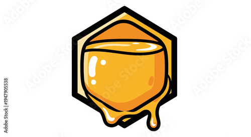 Honey in a honeycomb graphic illustration.