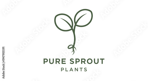 Pure Sprout Plant Logo Design.